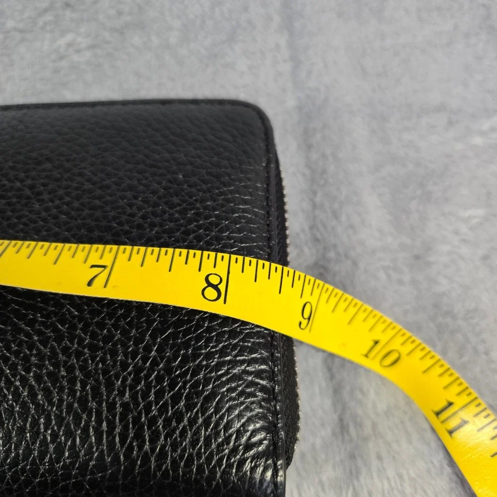 Michael Kors Jet Set Black Pebbled Leather Zip Continental Wristlet Wallet